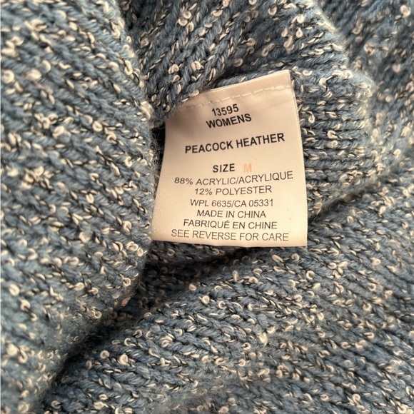 Woolrich Women’s Knit Hoodie Sweater Blue Peacock Heather Size M Soft - Picture 6 of 7
